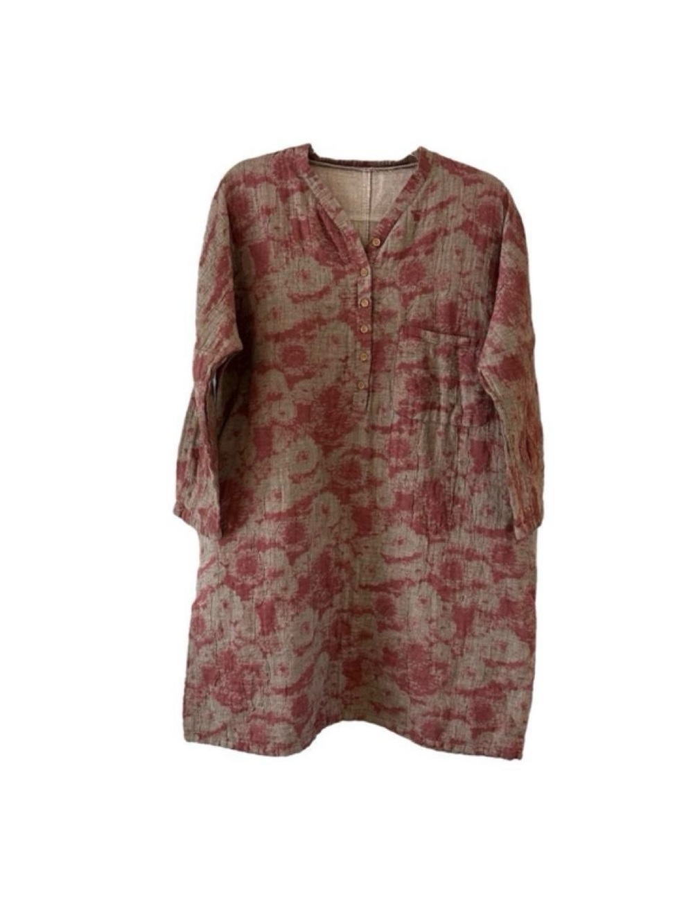 Vintage 3/4 sleeve Relaxed Women's Tunic Top in Rose and Cream